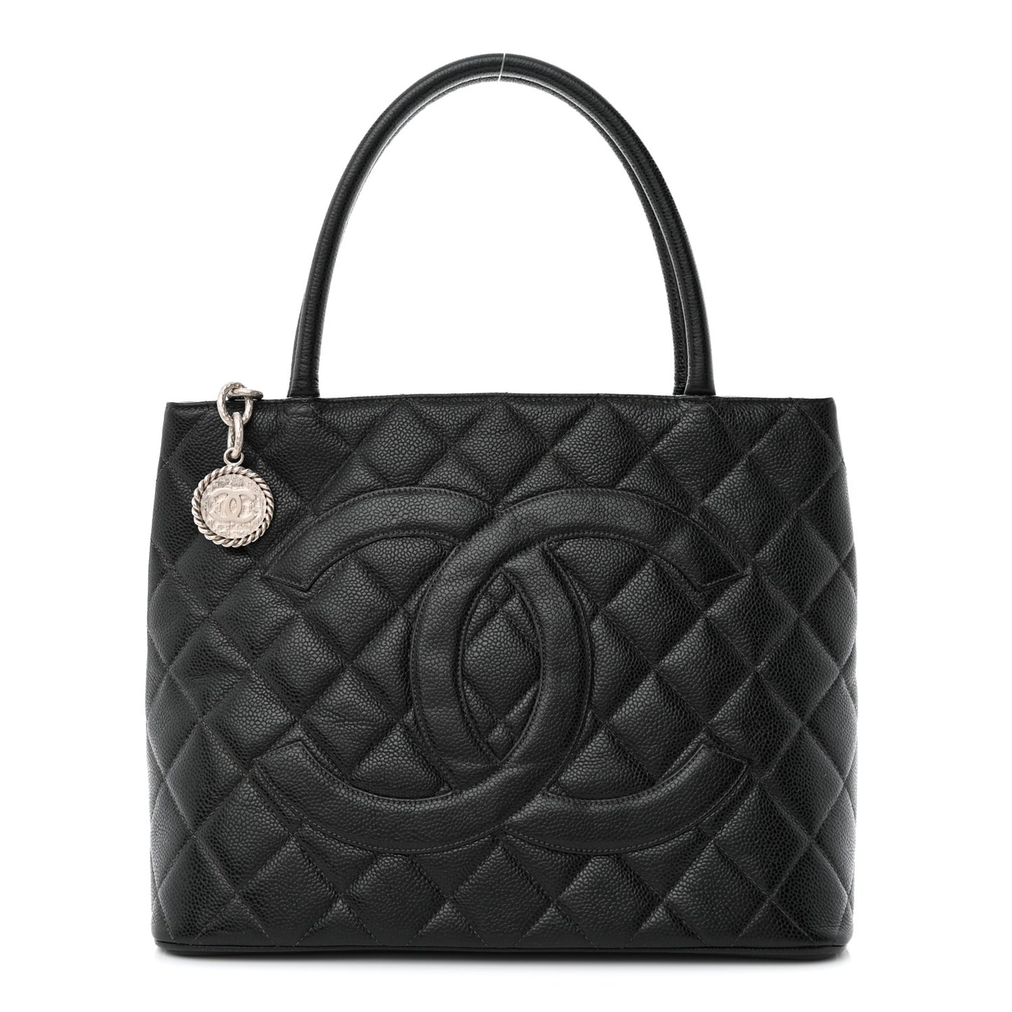 Caviar Quilted Medallion Tote Black