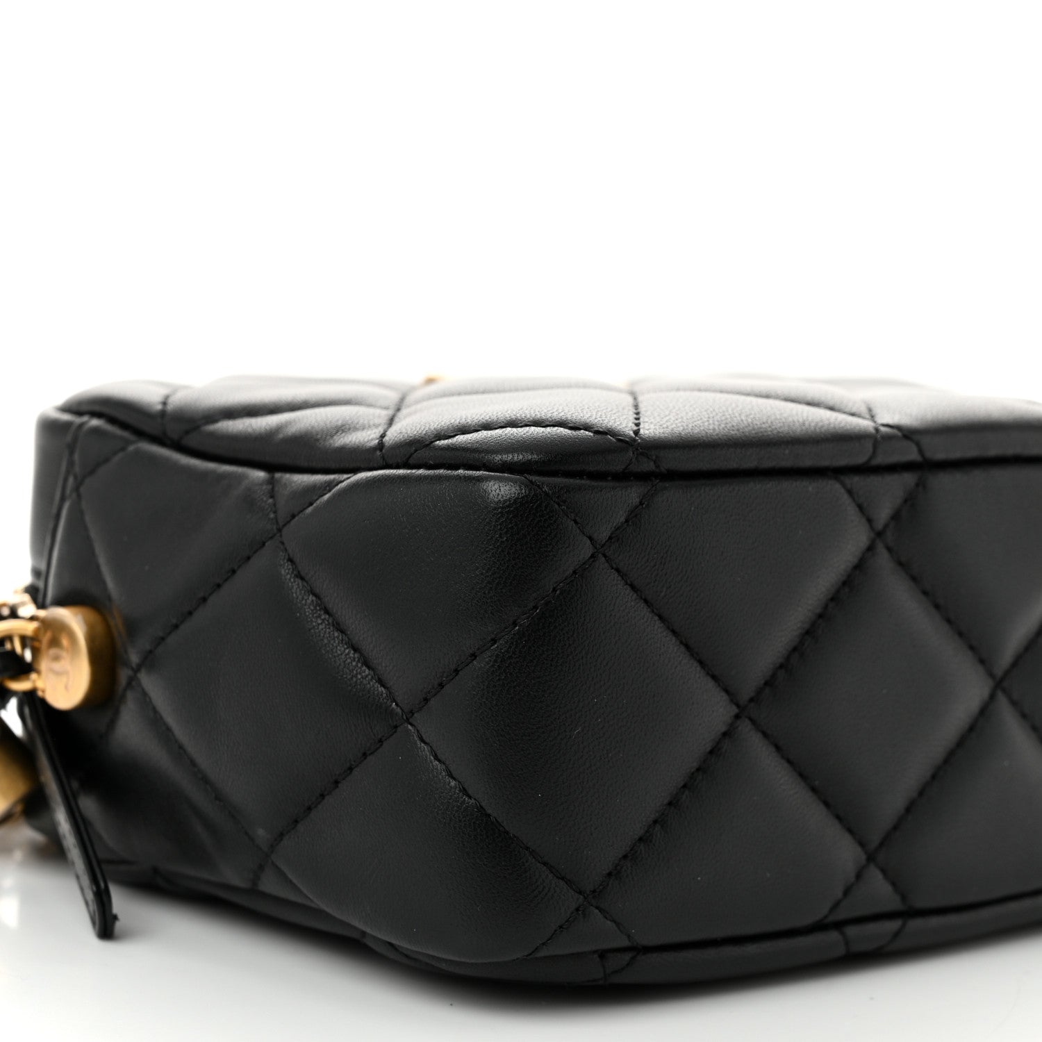 Chanel Lambskin Quilted Pearl Chain Camera Case Black 8 of 10