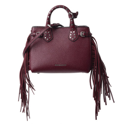 Burberry Grainy Calfskin Studded Fringe Baby Banner Tote Damson Magenta 1 of 7