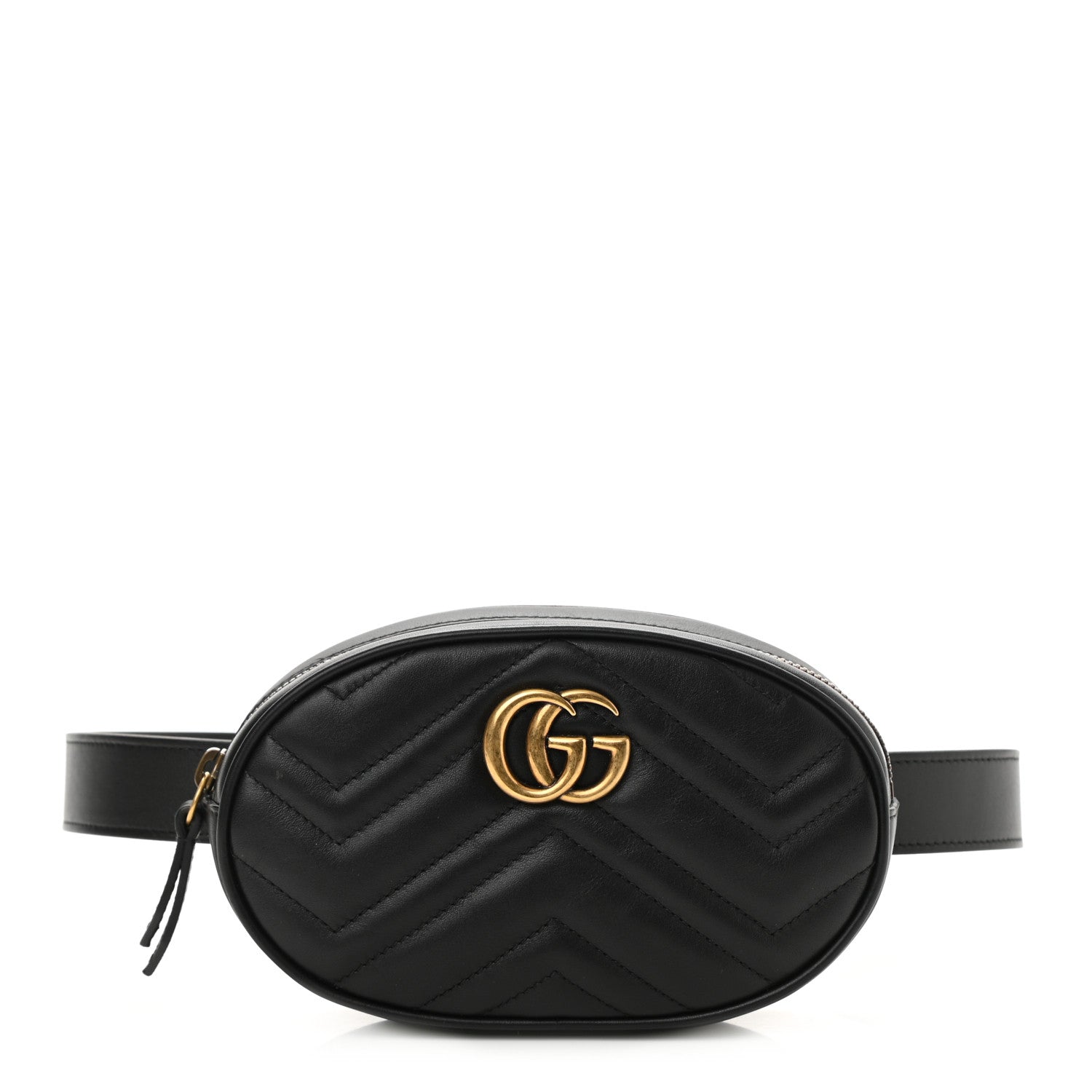 Gucci Calfskin Matelasse GG Marmont Belt Bag 75 30 Black 1 of 9
