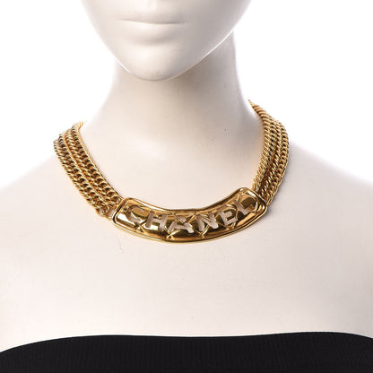 Chanel Chain Quilted Logo Short Necklace Gold 2 of 6