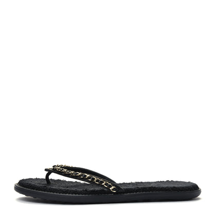 Chanel Lambskin CC Chain Thong Sandals 40 Black 1 of 4