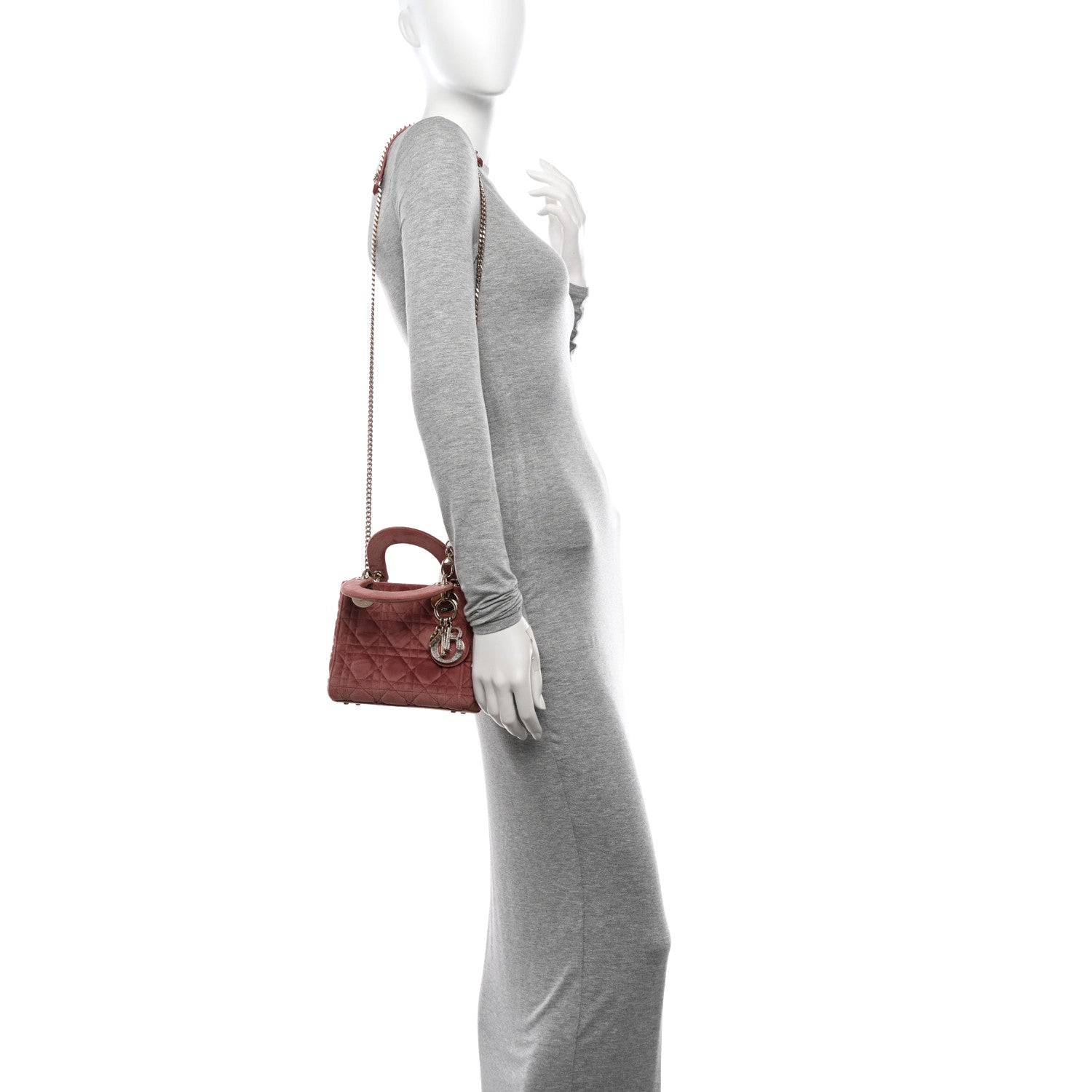 Christian Dior Velvet Mini Lady Dior Pink 3 of 10