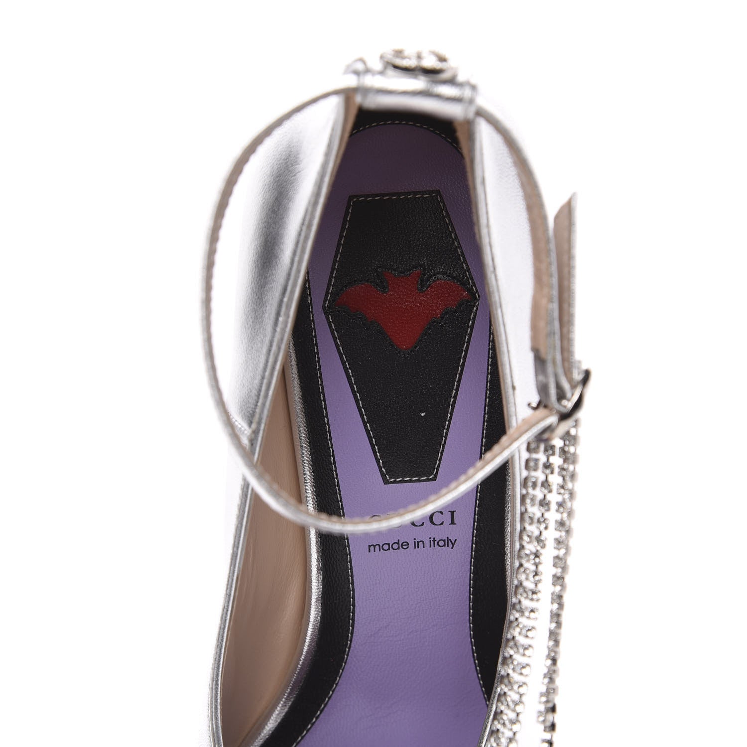 Gucci Metallic Nappa Crystal Square G Mid Heel Pumps 39 Silver 7 of 9