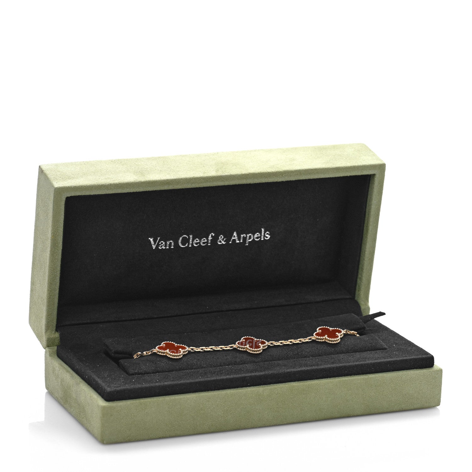 Van Cleef & Arpels 18K Yellow Gold Carnelian 5 Motifs Vintage Alhambra Bracelet 4 of 4