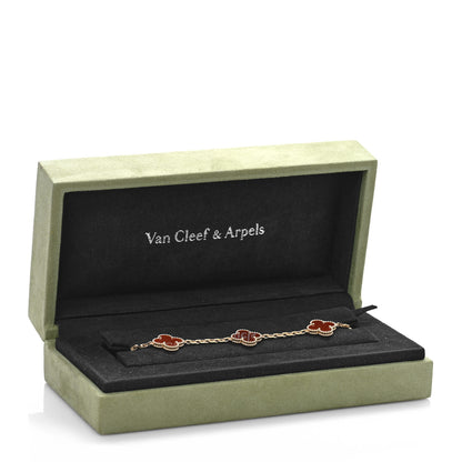 Van Cleef & Arpels 18K Yellow Gold Carnelian 5 Motifs Vintage Alhambra Bracelet 4 of 4