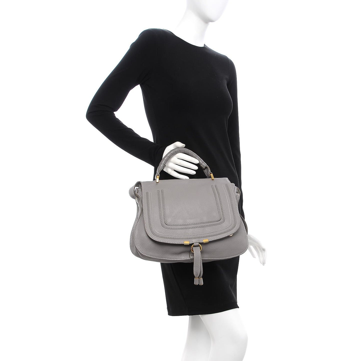 Calfskin Medium Marcie Top Handle Bag Cashmere Grey