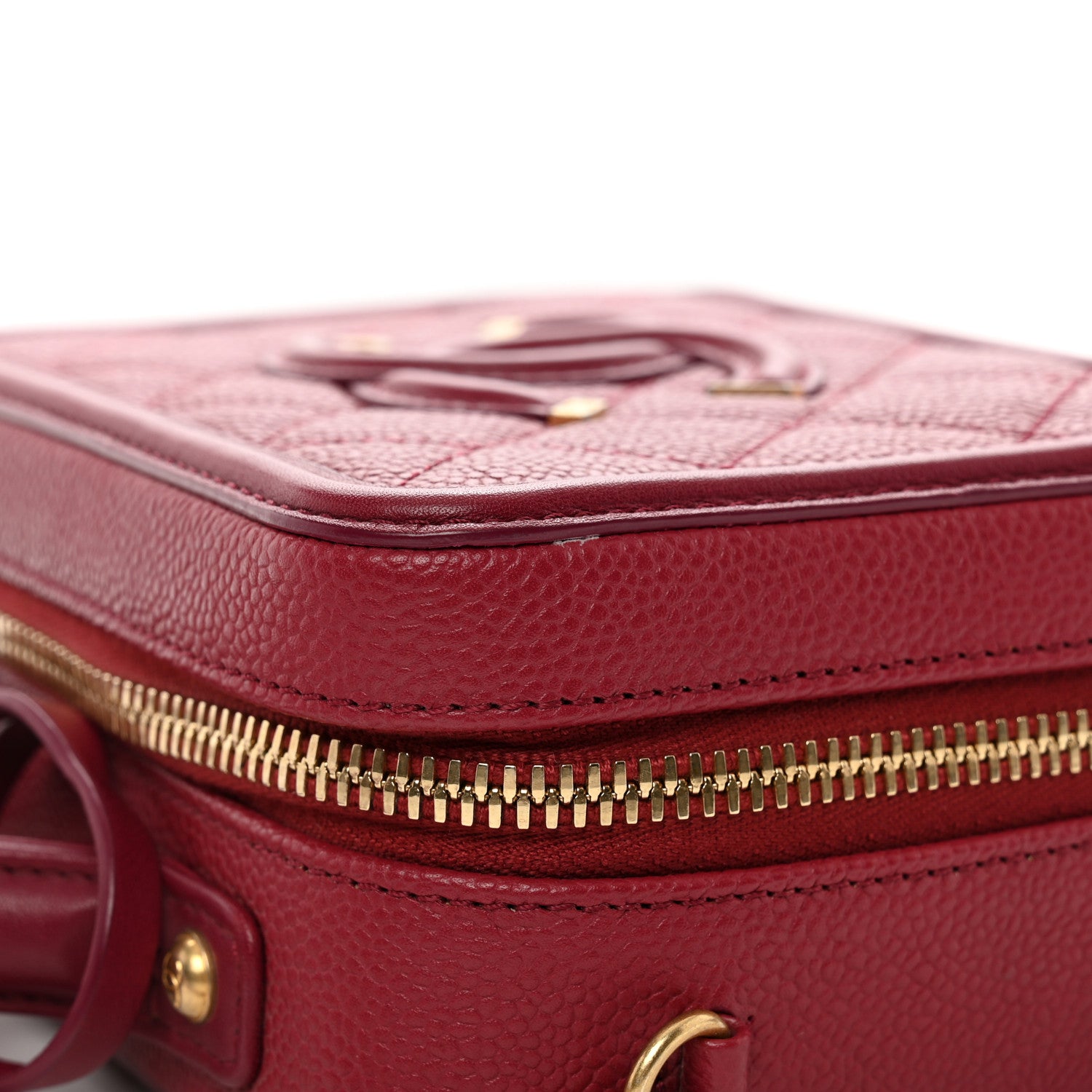Chanel Caviar Quilted Small CC Filigree Vanity Case Burgundy 10 of 11