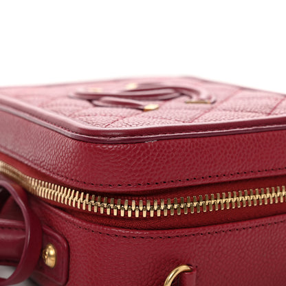 Chanel Caviar Quilted Small CC Filigree Vanity Case Burgundy 10 of 11