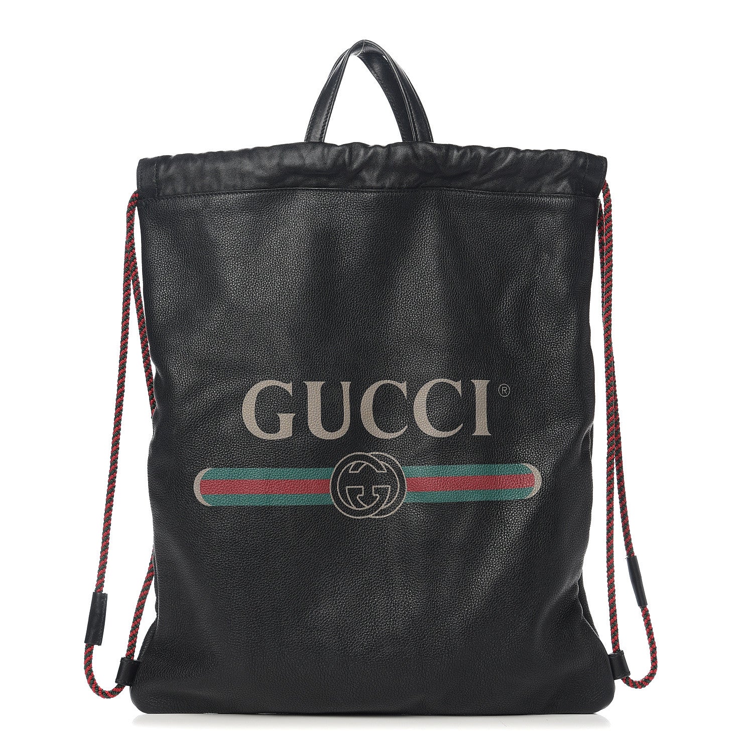 Gucci Calfskin Logo Drawstring Backpack Black 2 of 11