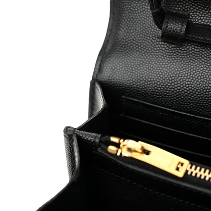 Saint Laurent Grain De Poudre Matelasse Chevron Monogram Chain Wallet Black 12 of 13