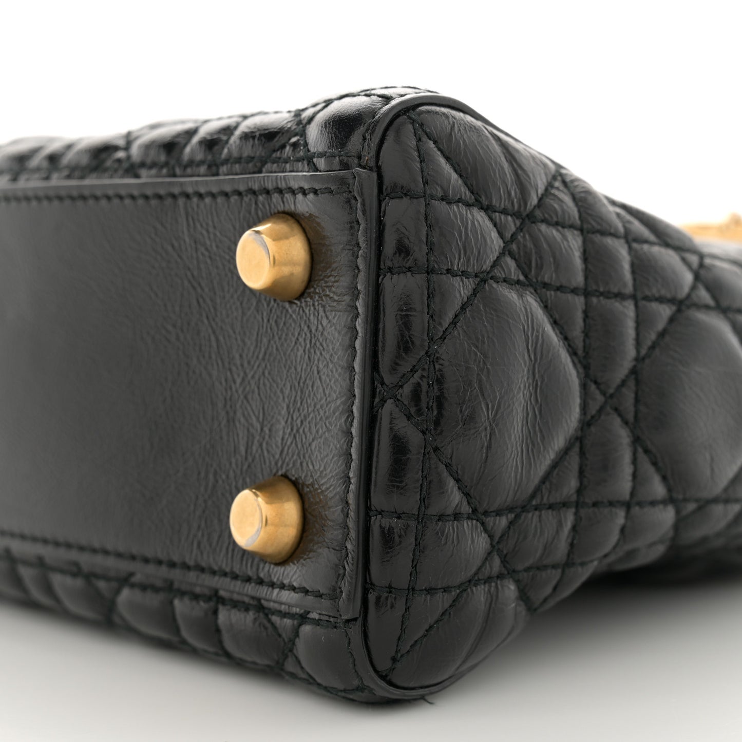 Crinkled Patent Cannage Small Lucky Badges My Lady Dior Black