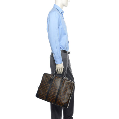 Louis Vuitton Monogram Macassar Porte Documents Voyage Soft Briefcase 2 of 15