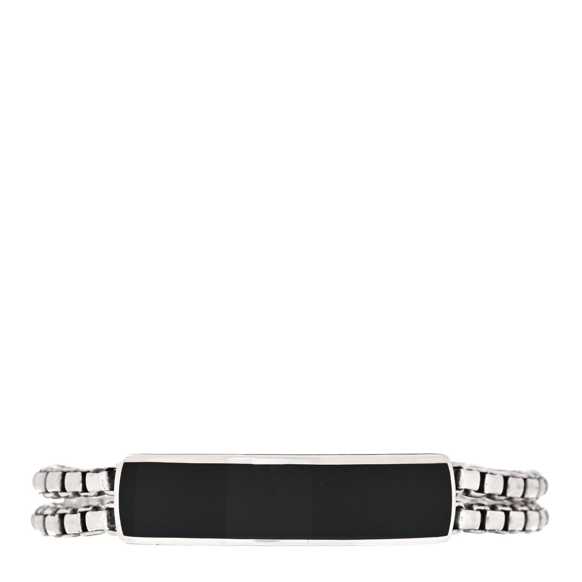 Sterling Silver Black Onyx ID Curb Chain Bracelet