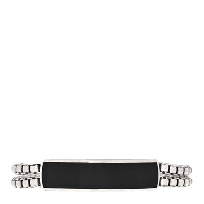 David Yurman Sterling Silver Black Onyx ID Curb Chain Bracelet 1 of 5