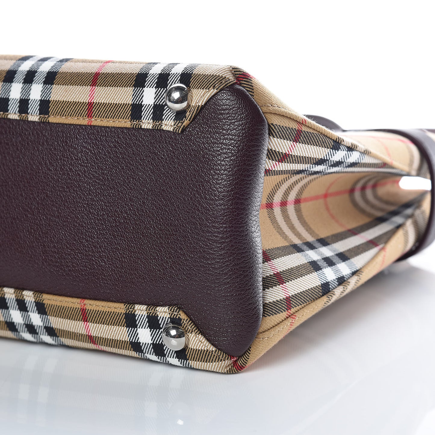 Goatskin Vintage Check Medium Banner Tote Deep Claret