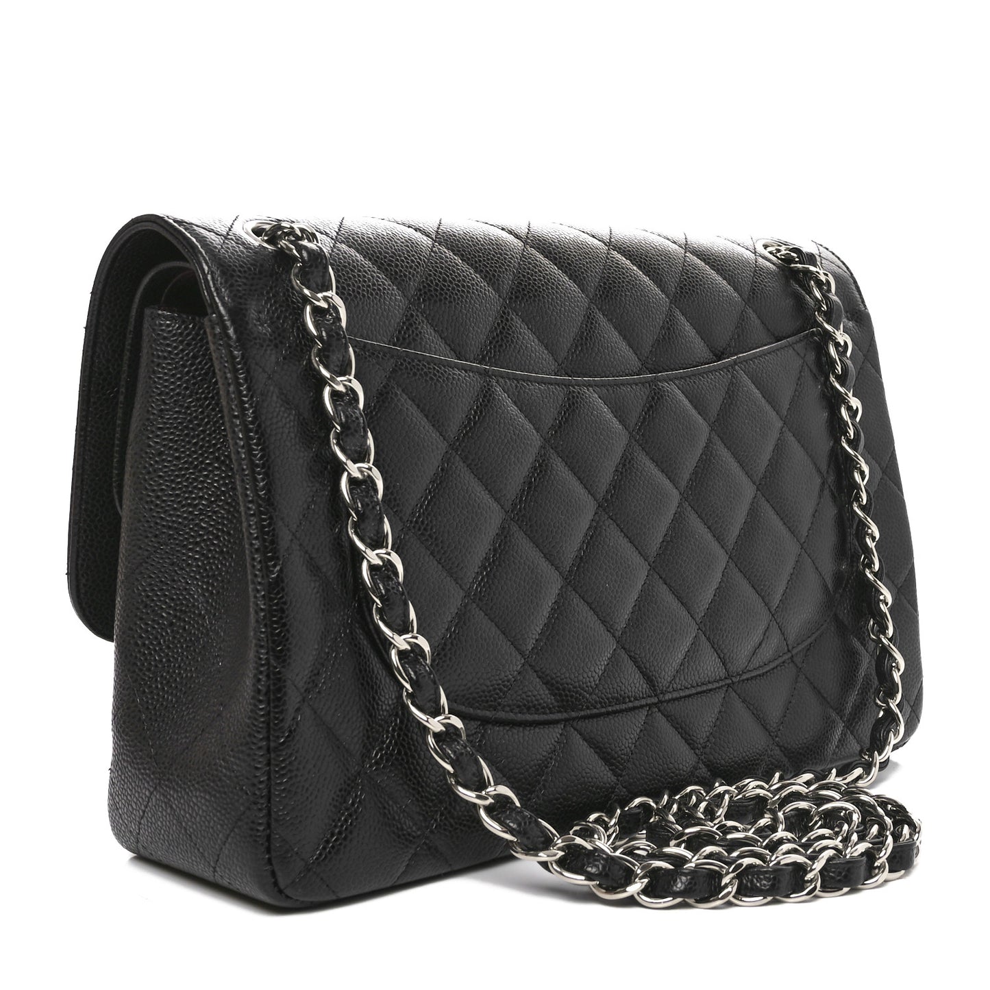 Caviar Quilted Jumbo Double Flap Black
