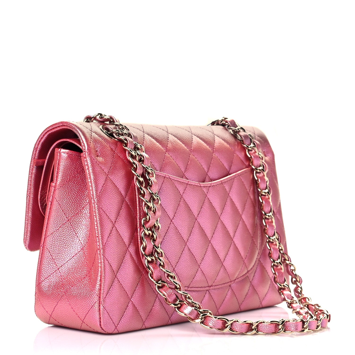 Chanel Iridescent Caviar Quilted Medium Double Flap Pink 2 of 10