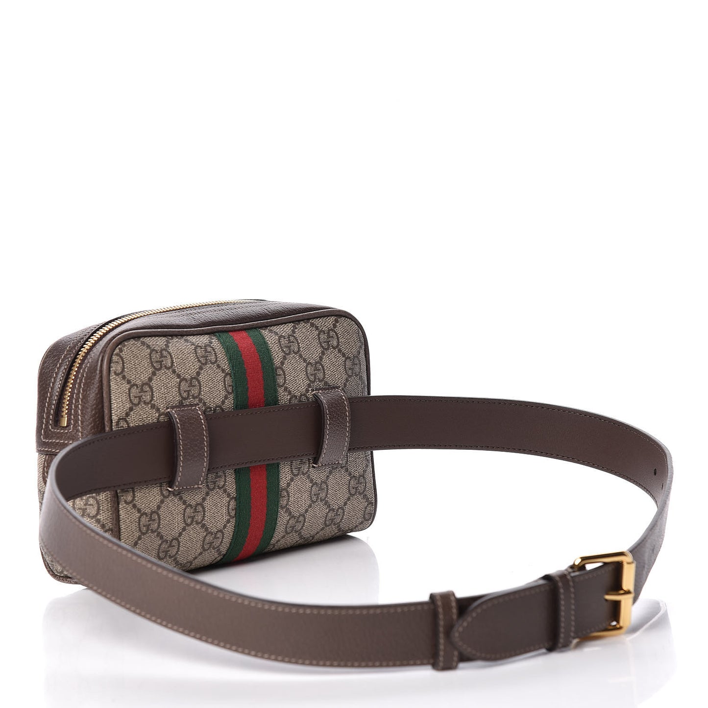 GG Supreme Monogram Web Small Ophidia Belt Bag 85 34 Dark Brown
