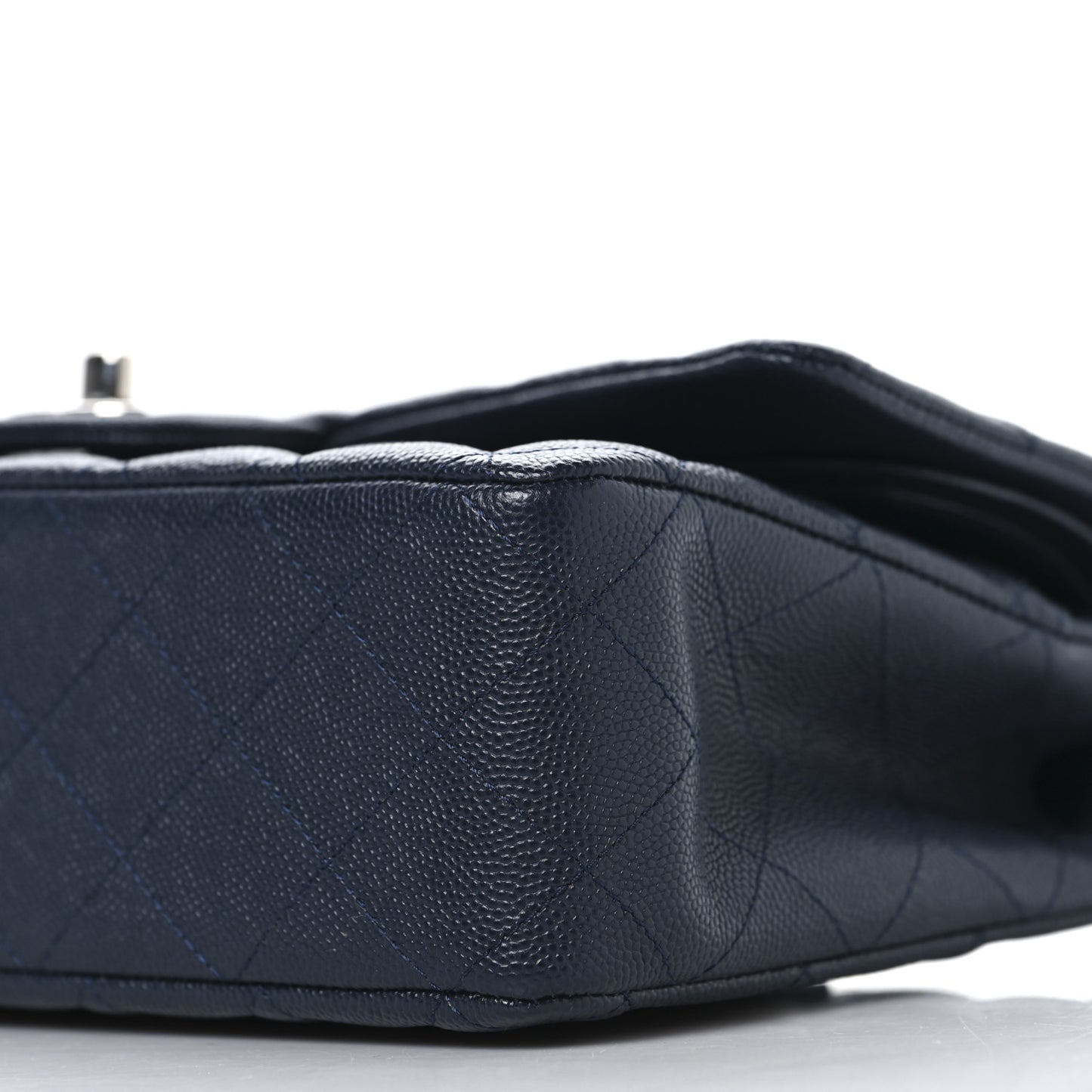 Caviar Quilted Medium Double Flap Navy