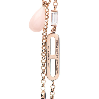 Hermes 18K Rose Gold Diamond Pink Opal Onyx Black Spinel Chaos Bracelet SH 4 of 5