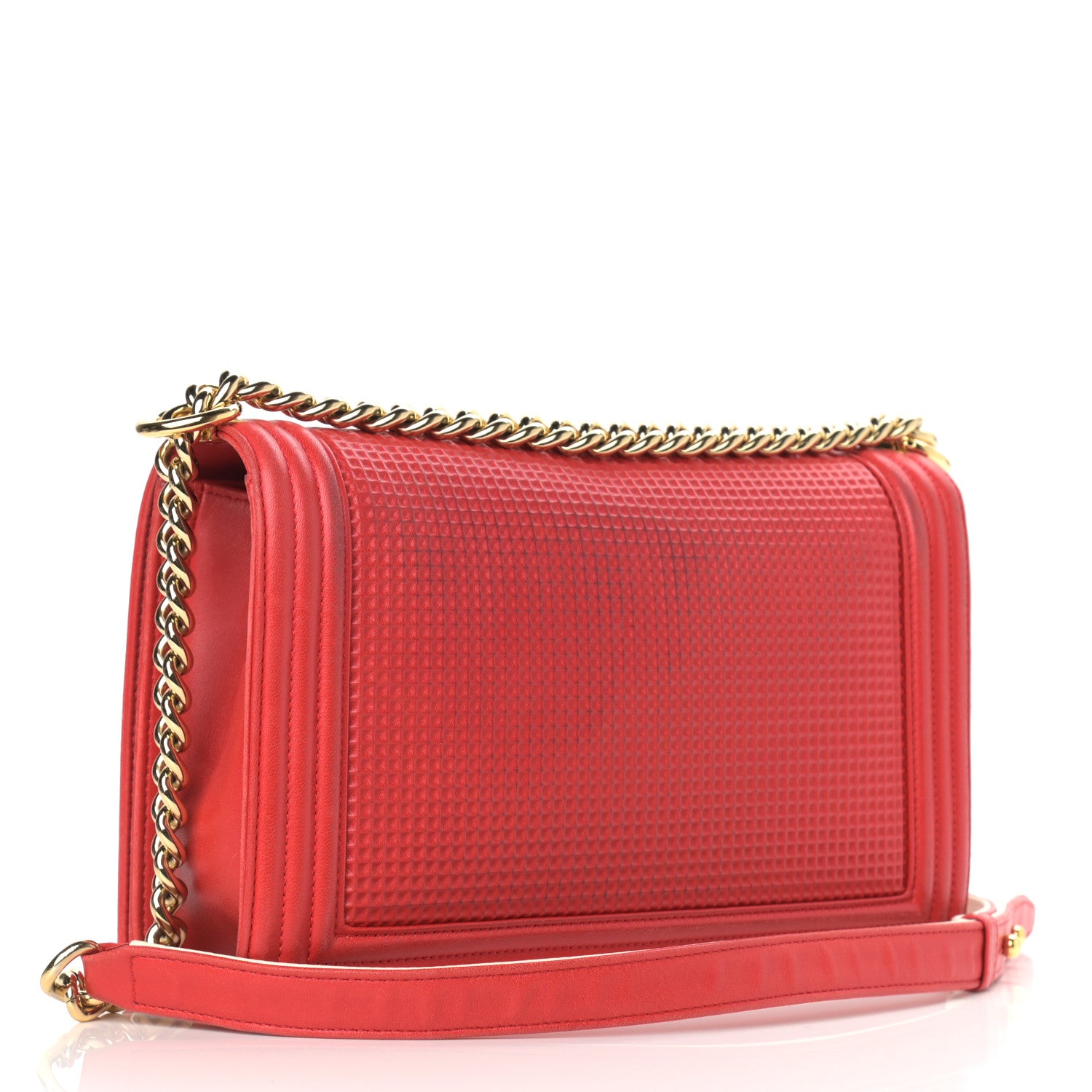 Chanel Lambskin Embossed New Medium Boy Cube Flap Red 1 of 15