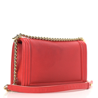 Chanel Lambskin Embossed New Medium Boy Cube Flap Red 1 of 15