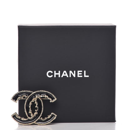 Chanel Enamel CC Baroque Brooch Black Gold 5 of 5