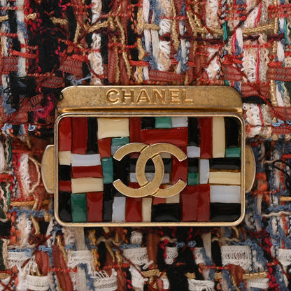 Chanel Tweed Quilted Flap Red Multicolor 8 of 10