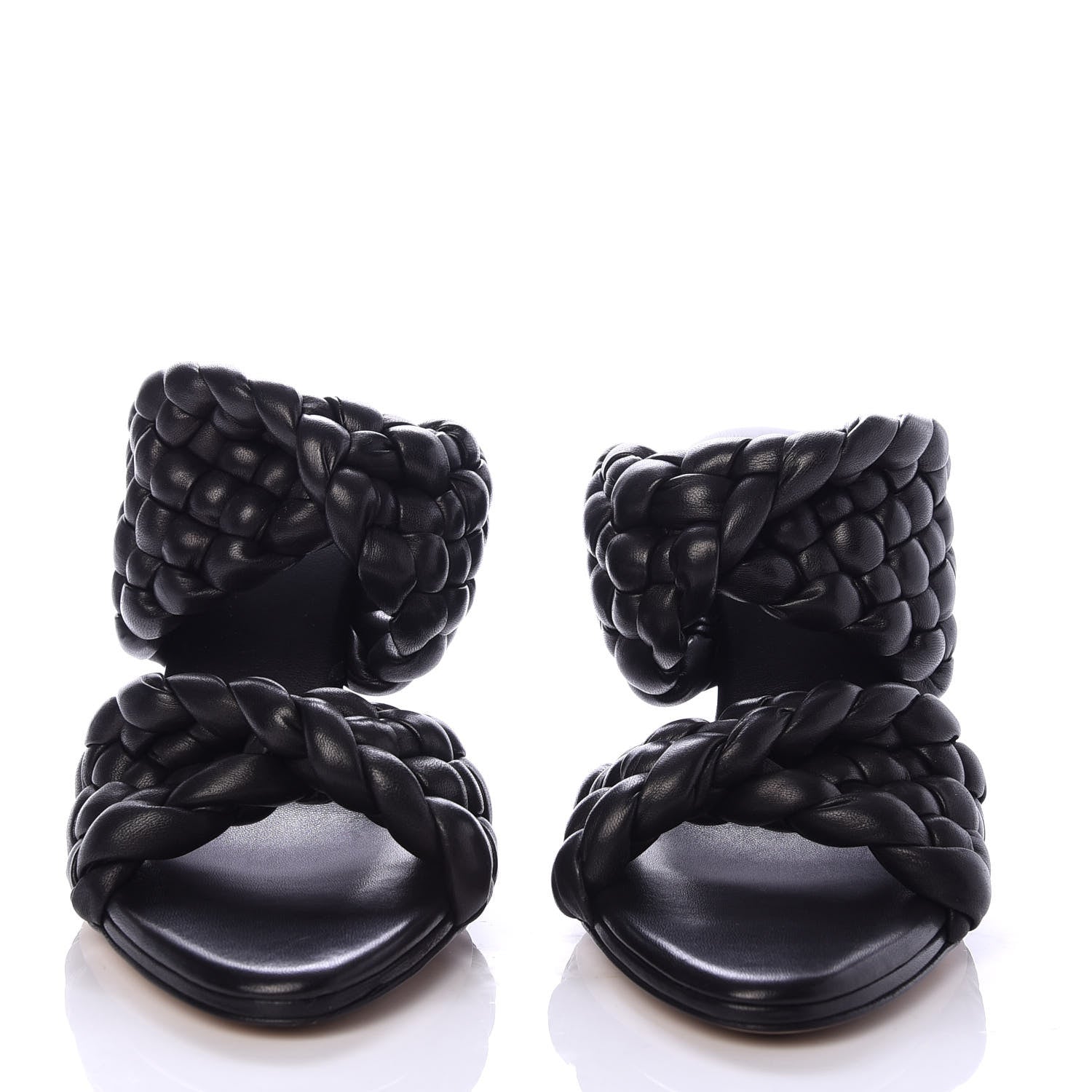 Bottega Veneta Nappa Twisted Padded Intrecciato Curve Slide Sandals 38.5 Black 3 of 9