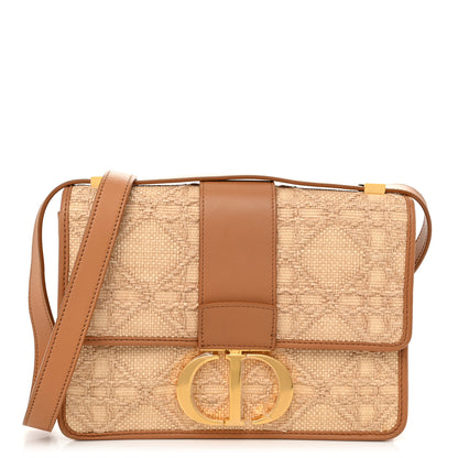 Christian Dior Raffia Calfskin 30 Montaigne Flap Bag Beige 1 of 11
