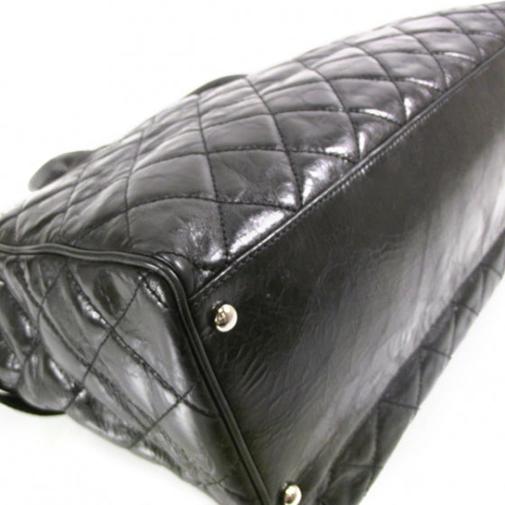 Glazed Calfskin New Portobello Tote Black