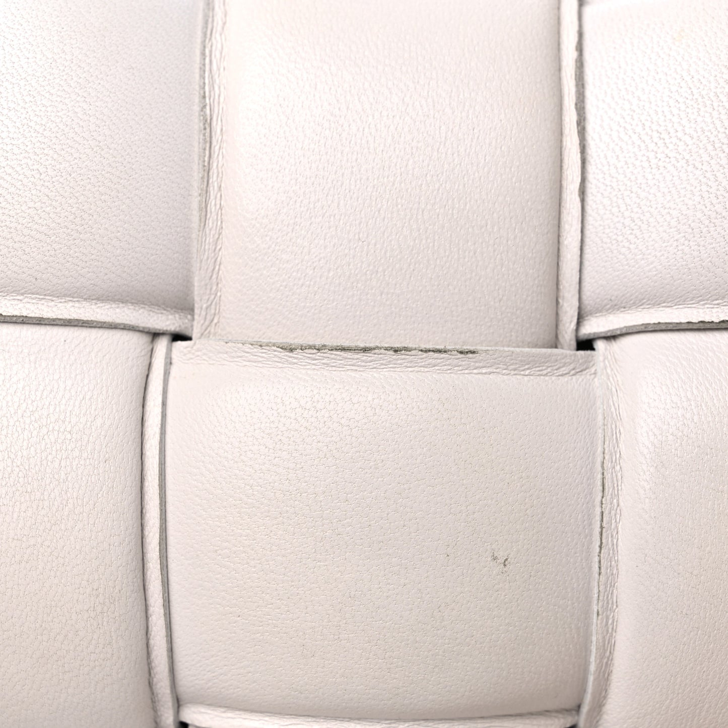 Lambskin Maxi Intreccio Padded Chain Cassette Crossbody Bag White