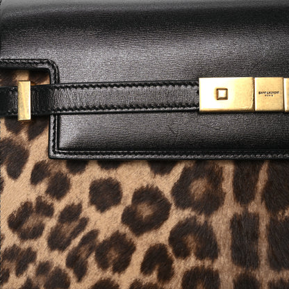 Saint Laurent Calfskin Pony Hair Leopard Print Manhattan Baguette Black 8 of 16