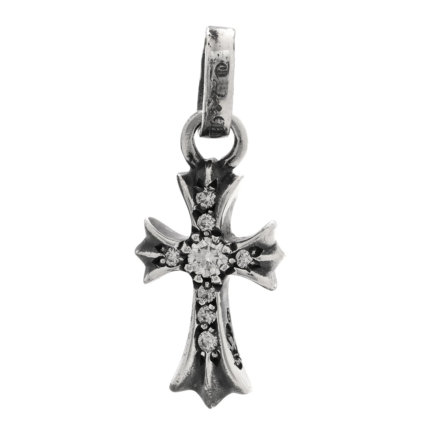 Chrome Hearts Sterling Silver Diamond Baby Fat Cross Pave Pendant 2 of 6