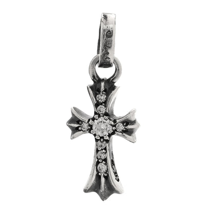 Chrome Hearts Sterling Silver Diamond Baby Fat Cross Pave Pendant 2 of 6