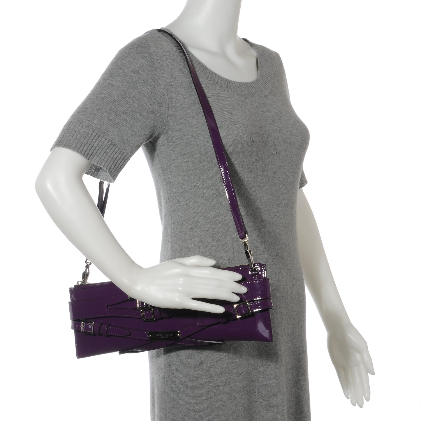 Patent Bridle Calfskin Clutch Bag Purple