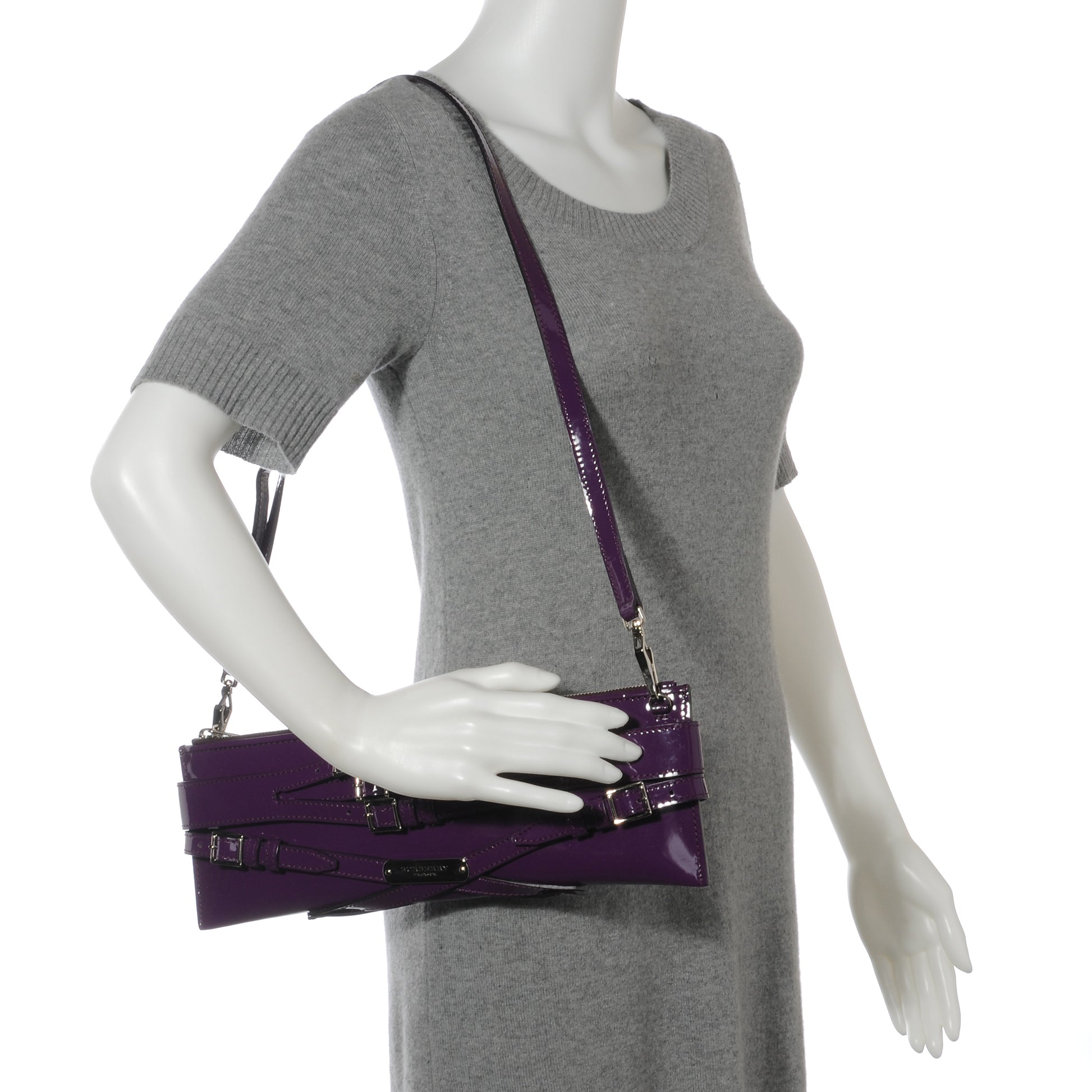 Burberry Patent Bridle Calfskin Clutch Bag Purple 2 of 9