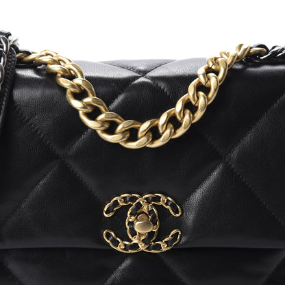 Chanel Goatskin Quilted Medium 19 Flap Black 9 of 10
