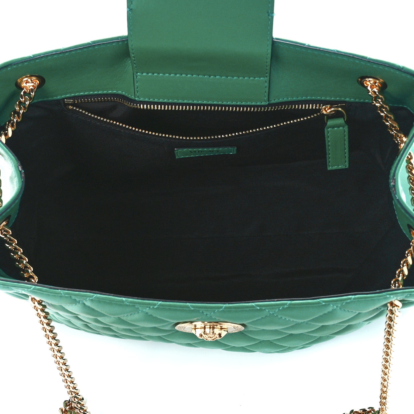 Nappa Quilted Medusa Chain Shoulder Bag Green