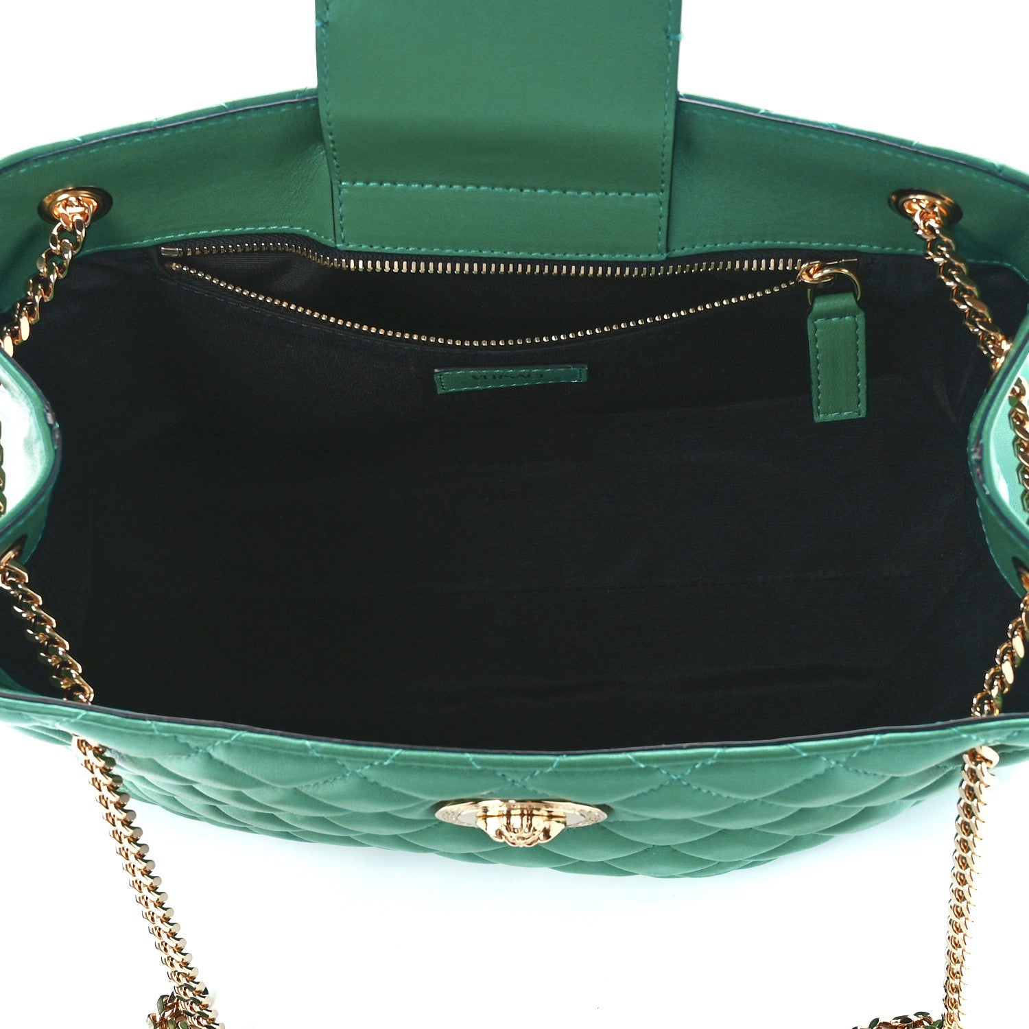 Versace Nappa Quilted Medusa Chain Shoulder Bag Green 5 of 12