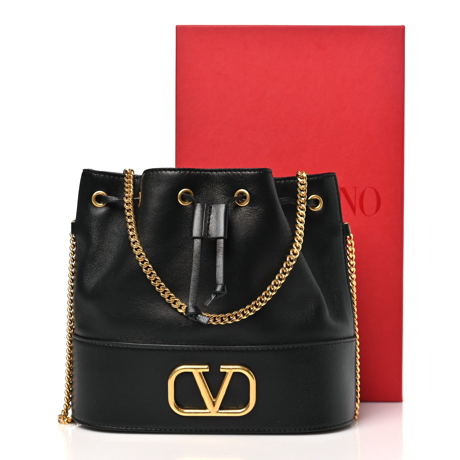 Valentino Garavani Nappa Mini VLogo Signature Chain Bucket Bag Black 10 of 10