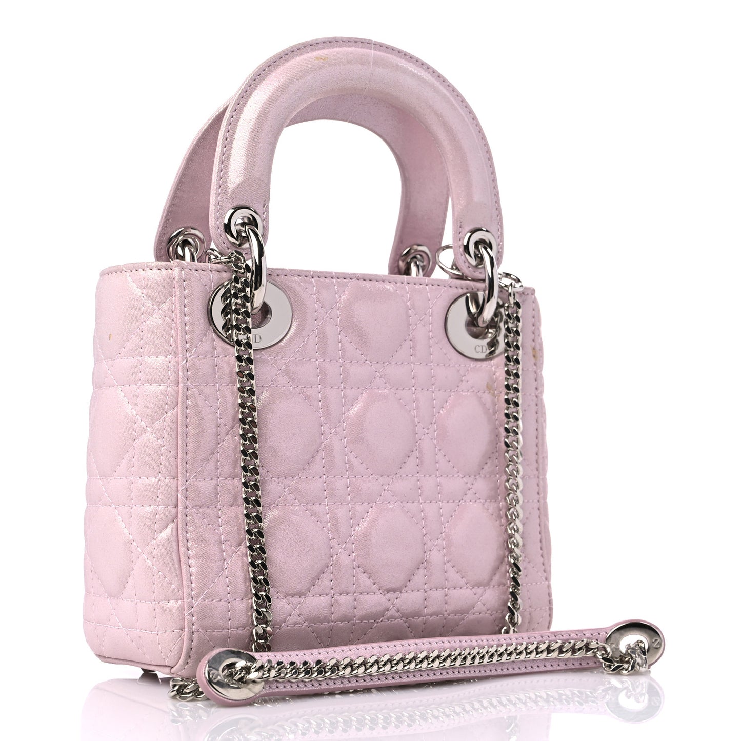 Metallic Lambskin Cannage Mini Lady Dior Lotus
