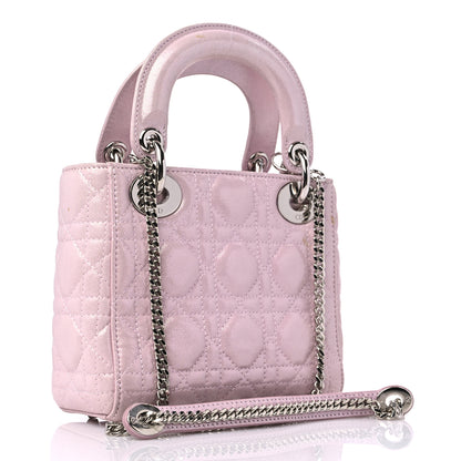 Christian Dior Metallic Lambskin Cannage Mini Lady Dior Lotus 3 of 10