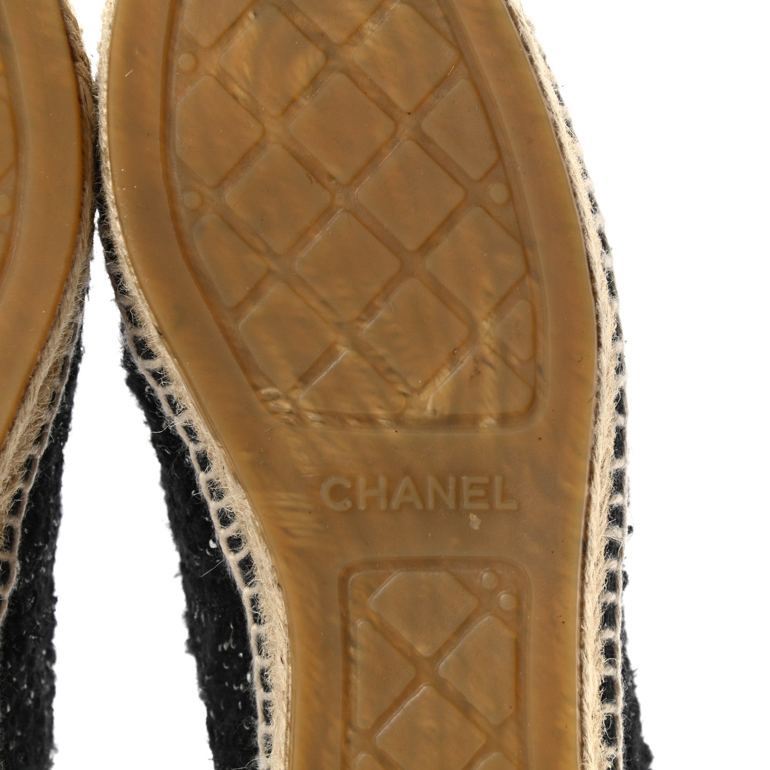 Chanel Metallic Lambskin Tweed CC Espadrilles 39 Black Silver 6 of 10