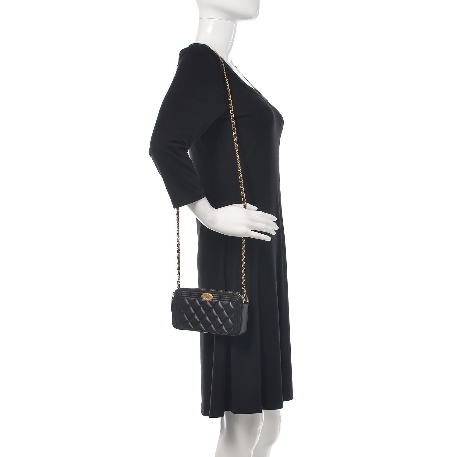 Chanel Lambskin Quilted Small Boy Clutch With Chain Black 2 of 11
