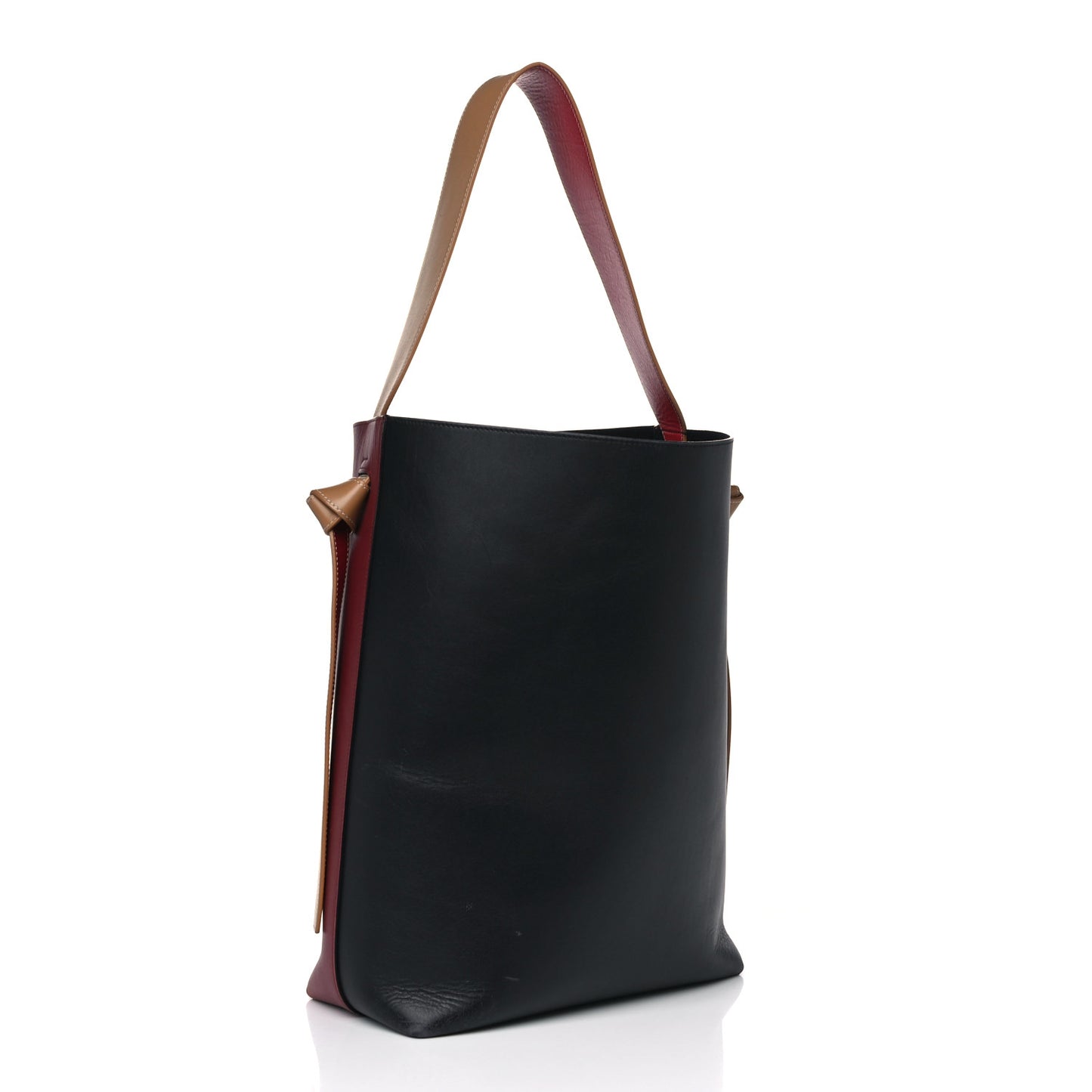 Shiny Smooth Calfskin Small Twisted Cabas Dark Ruby Navy