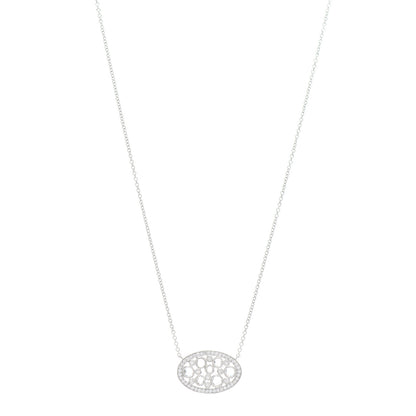 Tiffany Platinum Diamond Cobblestone Oval Pendant Necklace 1 of 5