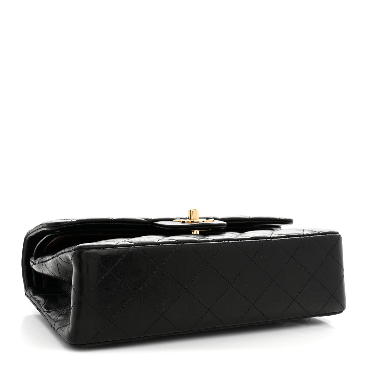 Lambskin Quilted Small Double Flap Black