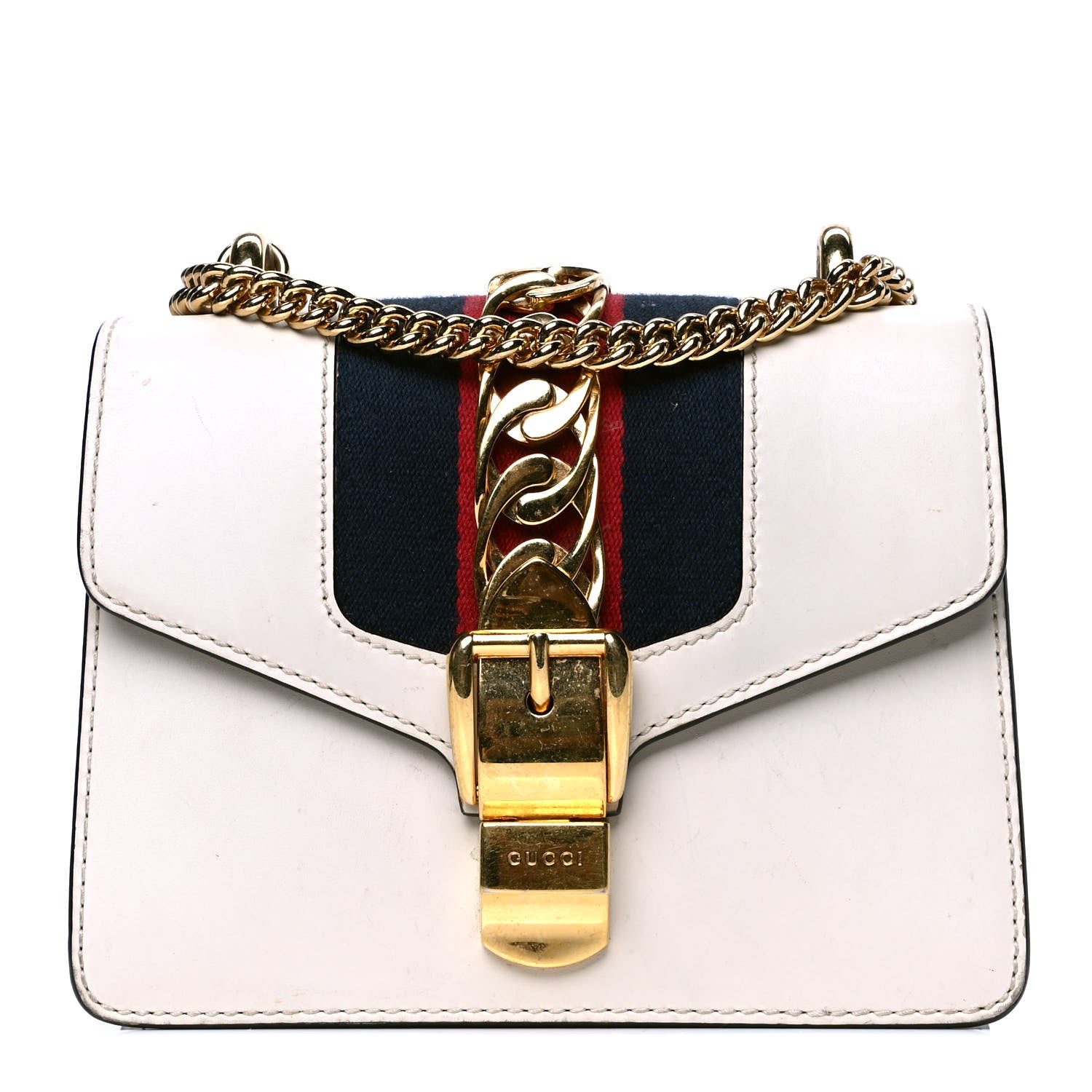 Gucci Calfskin Mini Sylvie Chain Shoulder Bag White 1 of 6
